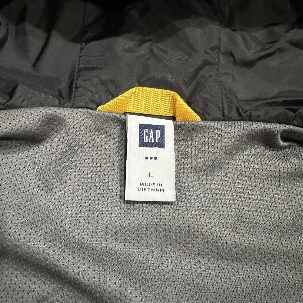 GAP Kids Large (10–12) Navy Hooded Windbreaker Jacket Yellow Lining - Picture 3 of 8